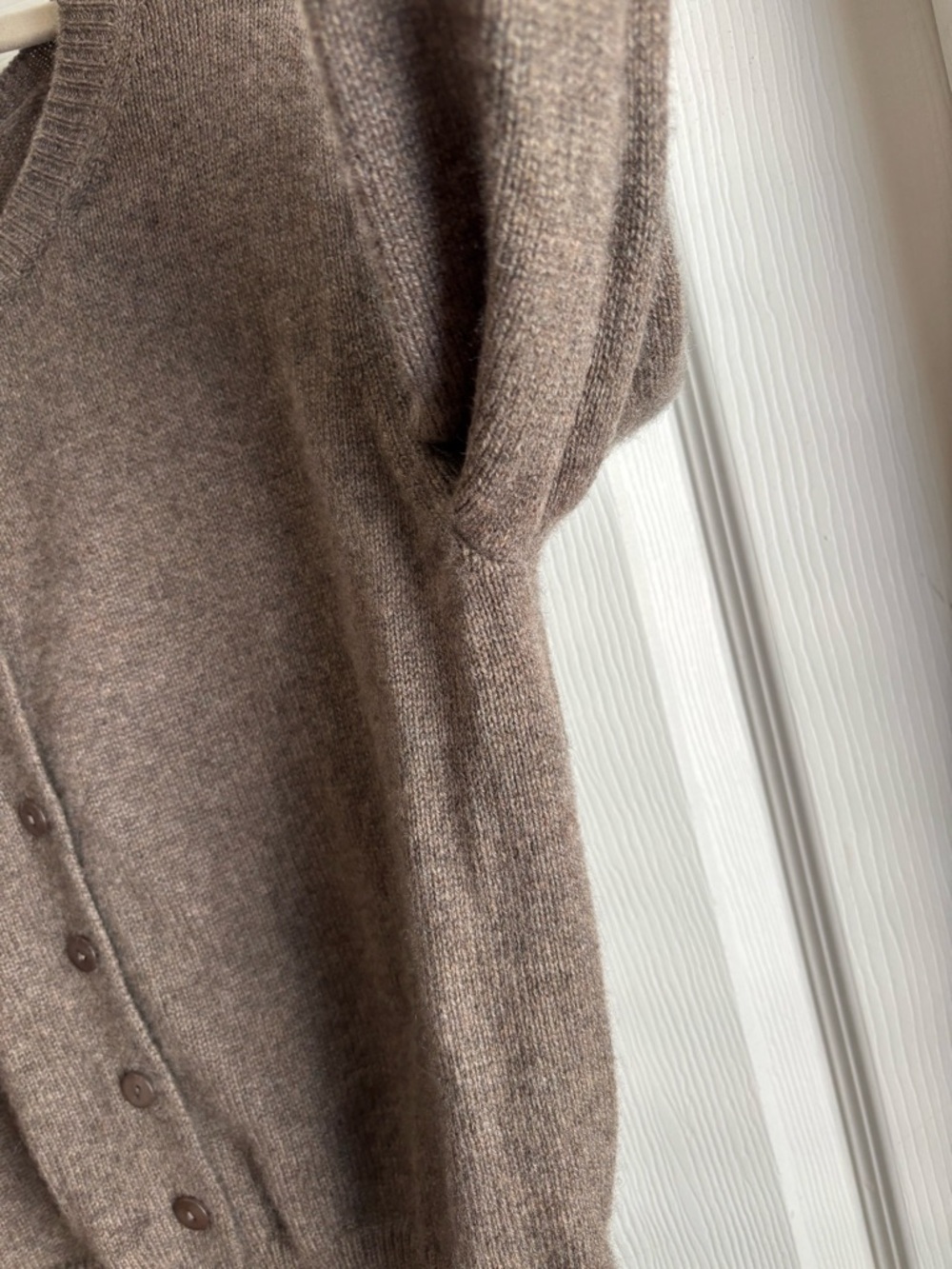 Reformation Clara Cashmere Crew Cardigan in Taupe - Picture 5 of 6
